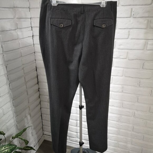 Lands' End Ladies Size 12 Charcoal Slight Flare Zipper & 2 Clasp Closure Pants - Picture 2 of 15